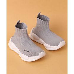 Cute Walk by Babyhug Casual Shoes Solid Color With Logo Print  - Black