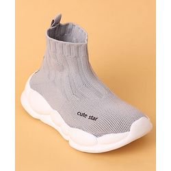 Cute Walk by Babyhug Casual Shoes Solid Color With Logo Print  - Black