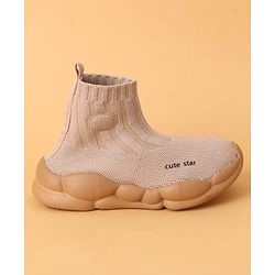 Cute Walk by Babyhug Casual Shoes Solid Color With Logo Print  - Black