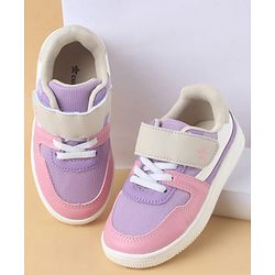 Cute Walk by Babyhug Casual Shoes with Velcro Closure & Lace Detailing - Purple
