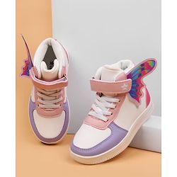 Cute Walk by Babyhug Casual Shoes with Velcro Closure & Tape Detailing & Butterfly Wings Applique - Purple