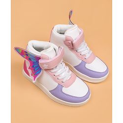 Cute Walk by Babyhug Casual Shoes with Velcro Closure & Tape Detailing & Butterfly Wings Applique - Purple