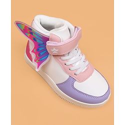 Cute Walk by Babyhug Casual Shoes with Velcro Closure & Tape Detailing & Butterfly Wings Applique - Purple