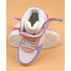 Cute Walk by Babyhug Casual Shoes with Velcro Closure & Tape Detailing & Butterfly Wings Applique - Purple