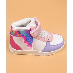 Cute Walk by Babyhug Casual Shoes with Velcro Closure & Tape Detailing & Butterfly Wings Applique - Purple