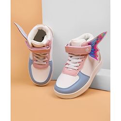 Cute Walk by Babyhug Casual Shoes with Velcro Closure & Tape Detailing & Butterfly Wings Applique - Purple