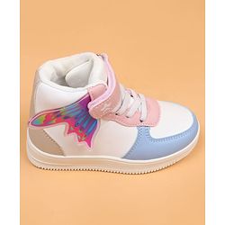 Cute Walk by Babyhug Casual Shoes with Velcro Closure & Tape Detailing & Butterfly Wings Applique - Purple
