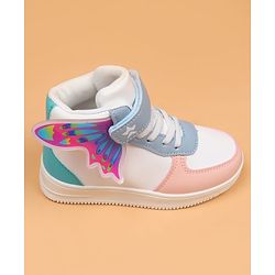Cute Walk by Babyhug Casual Shoes with Velcro Closure & Tape Detailing & Butterfly Wings Applique - Purple