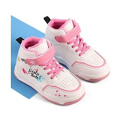 Cute Walk by Babyhug Sneaker Shoes with Velcro Closure Lace Detailing & Girls Rule Print - Pink