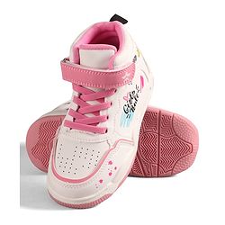 Cute Walk by Babyhug Sneaker Shoes with Velcro Closure Lace Detailing & Girls Rule Print - Pink