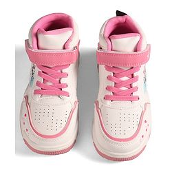 Cute Walk by Babyhug Sneaker Shoes with Velcro Closure Lace Detailing & Girls Rule Print - Pink