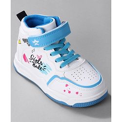 Cute Walk by Babyhug Sneaker Shoes with Velcro Closure Lace Detailing & Girls Rule Print - Pink