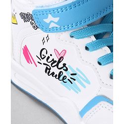 Cute Walk by Babyhug Sneaker Shoes with Velcro Closure Lace Detailing & Girls Rule Print - Pink