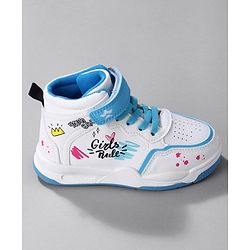 Cute Walk by Babyhug Sneaker Shoes with Velcro Closure Lace Detailing & Girls Rule Print - Pink