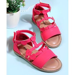 Cute Walk by Babyhug Velcro Closure Party Sandals with Heart Applique - Fuchsia