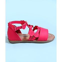Cute Walk by Babyhug Velcro Closure Party Sandals with Heart Applique - Fuchsia