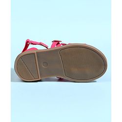 Cute Walk by Babyhug Velcro Closure Party Sandals with Heart Applique - Fuchsia