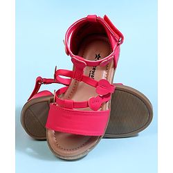 Cute Walk by Babyhug Velcro Closure Party Sandals with Heart Applique - Fuchsia