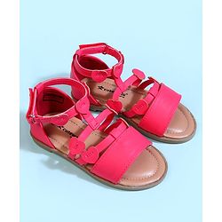 Cute Walk by Babyhug Velcro Closure Party Sandals with Heart Applique - Fuchsia