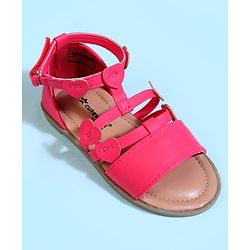 Cute Walk by Babyhug Velcro Closure Party Sandals with Heart Applique - Fuchsia