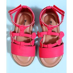 Cute Walk by Babyhug Velcro Closure Party Sandals with Heart Applique - Fuchsia