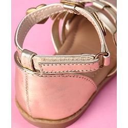 Cute Walk by Babyhug Velcro Closure Party Sandals with Heart Applique - Fuchsia