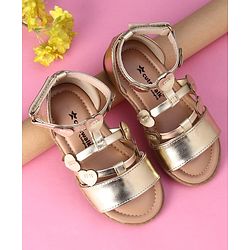 Cute Walk by Babyhug Velcro Closure Party Sandals with Heart Applique - Fuchsia