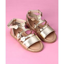 Cute Walk by Babyhug Velcro Closure Party Sandals with Heart Applique - Fuchsia