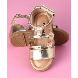 Cute Walk by Babyhug Velcro Closure Party Sandals with Heart Applique - Fuchsia