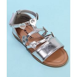 Cute Walk by Babyhug Velcro Closure Party Sandals with Heart Applique - Fuchsia