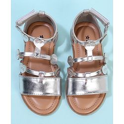 Cute Walk by Babyhug Velcro Closure Party Sandals with Heart Applique - Fuchsia