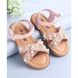 Cute Walk by Babyhug Velcro Closure Sandals With Pearl Detailing - Pink