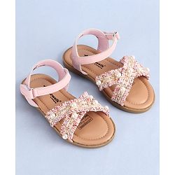 Cute Walk by Babyhug Velcro Closure Sandals With Pearl Detailing - Pink