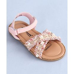 Cute Walk by Babyhug Velcro Closure Sandals With Pearl Detailing - Pink