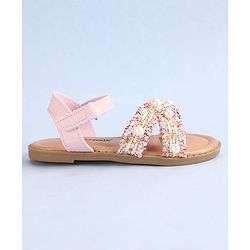 Cute Walk by Babyhug Velcro Closure Sandals With Pearl Detailing - Pink