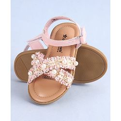 Cute Walk by Babyhug Velcro Closure Sandals With Pearl Detailing - Pink