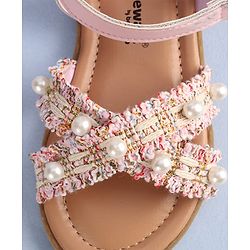 Cute Walk by Babyhug Velcro Closure Sandals With Pearl Detailing - Pink