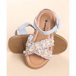 Cute Walk by Babyhug Velcro Closure Sandals With Pearl Detailing - Pink