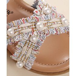 Cute Walk by Babyhug Velcro Closure Sandals With Pearl Detailing - Pink