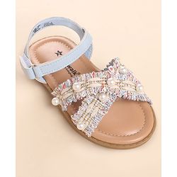 Cute Walk by Babyhug Velcro Closure Sandals With Pearl Detailing - Pink