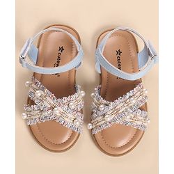 Cute Walk by Babyhug Velcro Closure Sandals With Pearl Detailing - Pink