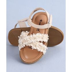Cute Walk by Babyhug Velcro Closure Sandals With Pearl Detailing - Pink