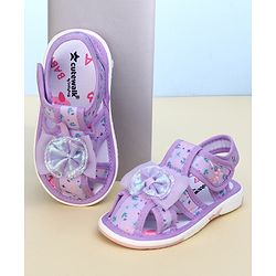 Cute Walk by Babyhug Velcro Closure Sandals With Floral Print & Applique - Purple