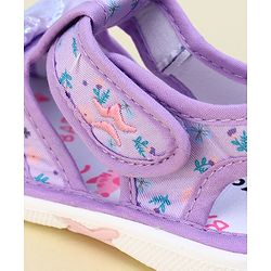 Cute Walk by Babyhug Velcro Closure Sandals With Floral Print & Applique - Purple