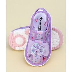 Cute Walk by Babyhug Velcro Closure Sandals With Floral Print & Applique - Purple