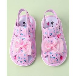 Cute Walk by Babyhug Velcro Closure Sandals With Floral Print & Applique - Purple