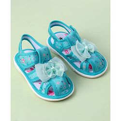 Cute Walk by Babyhug Velcro Closure Sandals With Floral Print & Applique - Purple