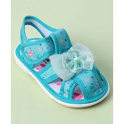 Cute Walk by Babyhug Velcro Closure Sandals With Floral Print & Applique - Purple