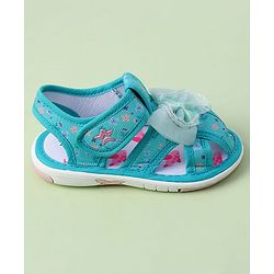 Cute Walk by Babyhug Velcro Closure Sandals With Floral Print & Applique - Purple