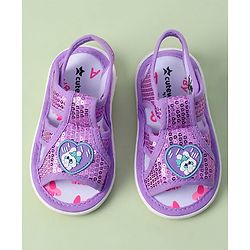 Cute Walk by Babyhug Sandals With Velcro Closure & Sequin Detailing - Purple